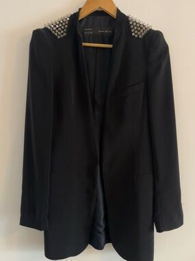 Zara Black Blazer with Silver Studded Shoulders